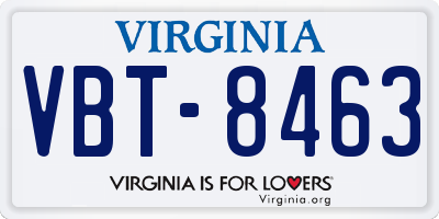 VA license plate VBT8463