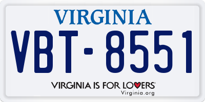 VA license plate VBT8551