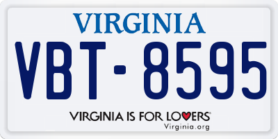 VA license plate VBT8595