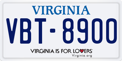 VA license plate VBT8900