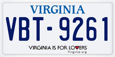VA license plate VBT9261