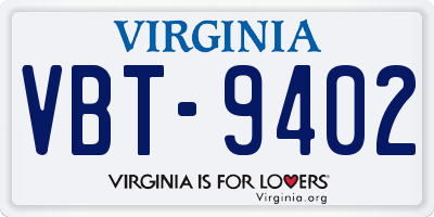 VA license plate VBT9402