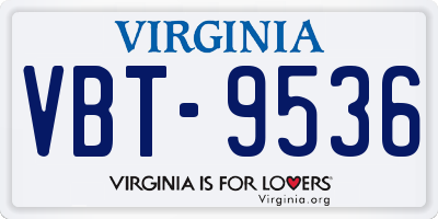 VA license plate VBT9536
