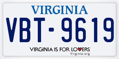 VA license plate VBT9619