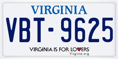 VA license plate VBT9625