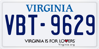 VA license plate VBT9629