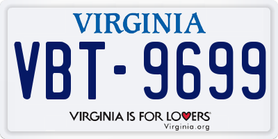 VA license plate VBT9699