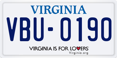 VA license plate VBU0190