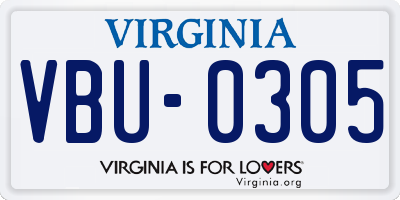 VA license plate VBU0305