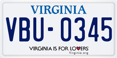 VA license plate VBU0345