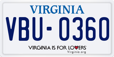 VA license plate VBU0360