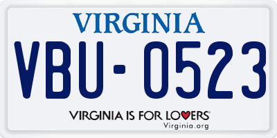 VA license plate VBU0523