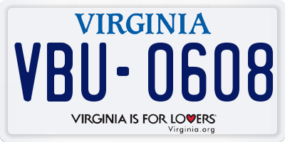 VA license plate VBU0608