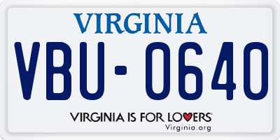 VA license plate VBU0640
