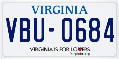 VA license plate VBU0684