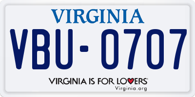 VA license plate VBU0707