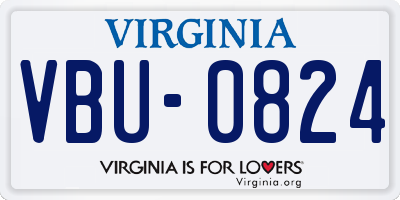 VA license plate VBU0824