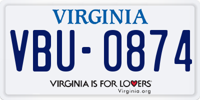 VA license plate VBU0874