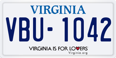 VA license plate VBU1042