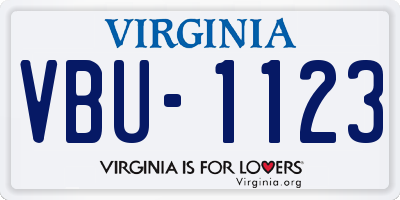 VA license plate VBU1123
