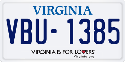 VA license plate VBU1385