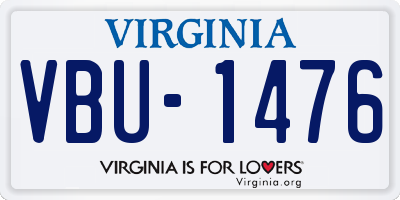 VA license plate VBU1476