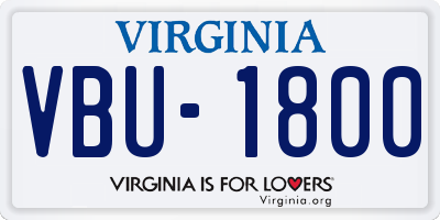 VA license plate VBU1800