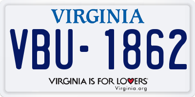 VA license plate VBU1862