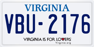 VA license plate VBU2176