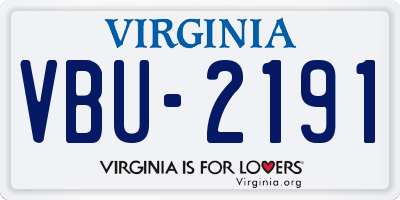 VA license plate VBU2191