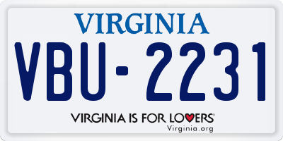 VA license plate VBU2231