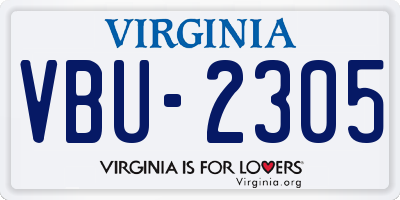 VA license plate VBU2305