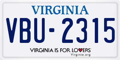 VA license plate VBU2315