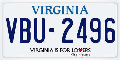 VA license plate VBU2496