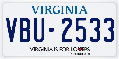 VA license plate VBU2533