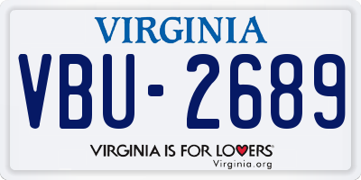 VA license plate VBU2689