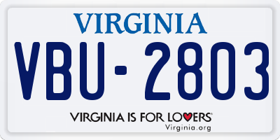 VA license plate VBU2803