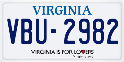 VA license plate VBU2982