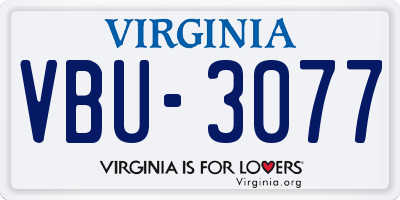 VA license plate VBU3077