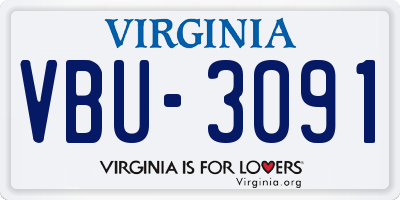 VA license plate VBU3091