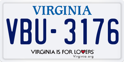 VA license plate VBU3176