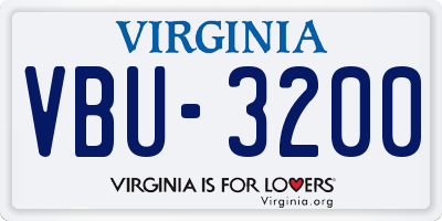 VA license plate VBU3200