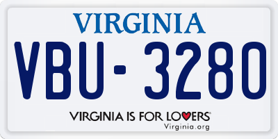 VA license plate VBU3280