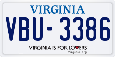 VA license plate VBU3386