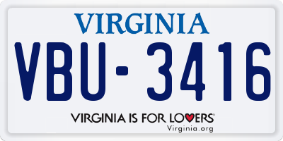 VA license plate VBU3416