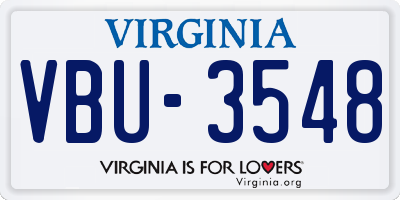 VA license plate VBU3548