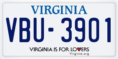 VA license plate VBU3901
