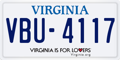 VA license plate VBU4117