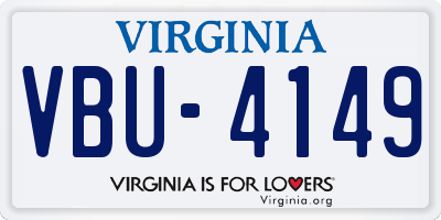 VA license plate VBU4149