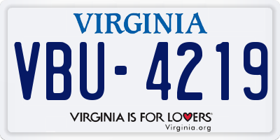 VA license plate VBU4219